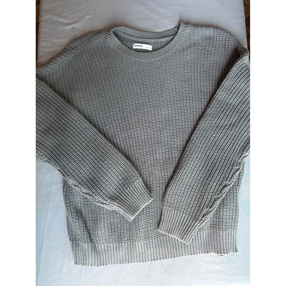 Sonoma Goods For Life Women L Gray Rust Stitch Crewneck Sweater Bundle 2pk - Picture 8 of 9